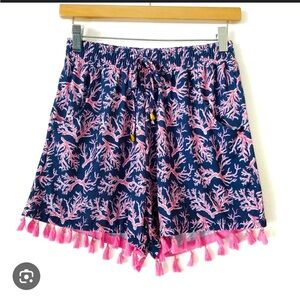 Simply Southern Shirts - Pink and Blue Coral Print w/Fringe Pull-On